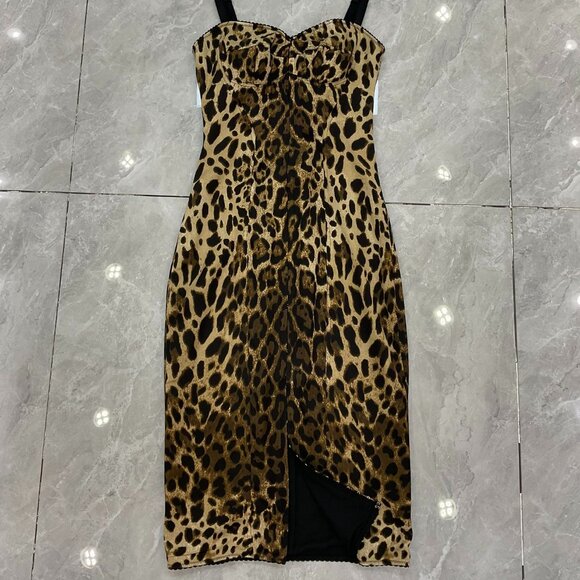 Dolce&Gabbana Leopard-Print Charmeuse Sheath Dress - Picture 12 of 12